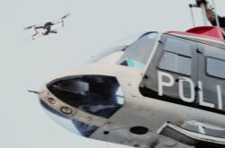 Drone and police helicopter