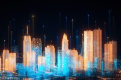 3d generated holographic cityscape, perfectly usable for all kinds of topics related to technology or city life.